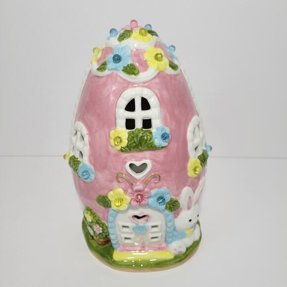 LED Light Up Easter Egg Ceramic House - Picture 1 of 8
